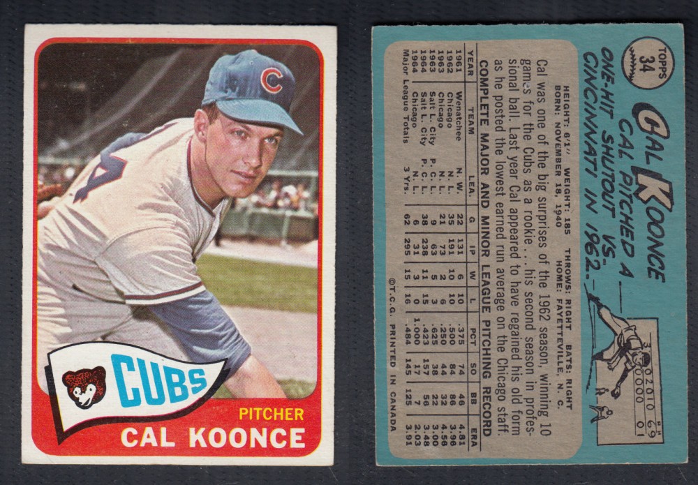 1965 O-PEE-CHEE BASEBALL CARD #34 C. KOONCE photo 1965 O-PEE-CHEE BASEBALL CARD #34 C. KOONCE photo