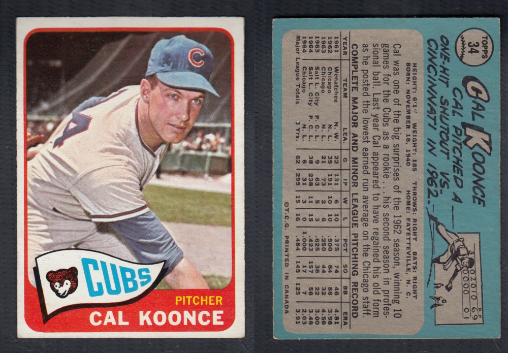 1965 O-PEE-CHEE BASEBALL CARD #34 C. KOONCE photo 1965 O-PEE-CHEE BASEBALL CARD #34 C. KOONCE photo