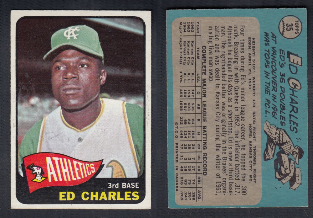 1965 O-PEE-CHEE BASEBALL CARD #35 E. CHARLES photo 1965 O-PEE-CHEE BASEBALL CARD #35 E. CHARLES photo