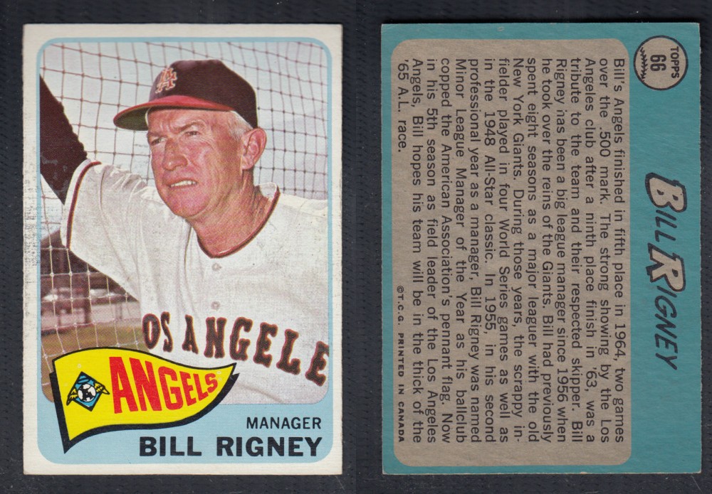 1965 O-PEE-CHEE BASEBALL CARD #66 B. RIGNEY photo 1965 O-PEE-CHEE BASEBALL CARD #66 B. RIGNEY photo