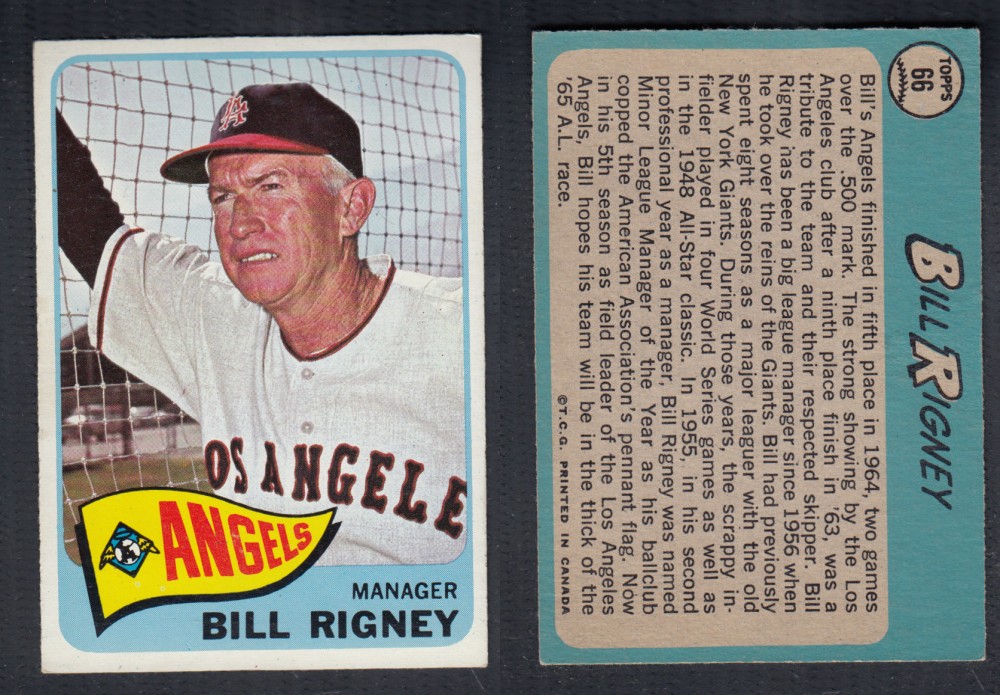 1965 O-PEE-CHEE BASEBALL CARD #66 B. RIGNEY photo 1965 O-PEE-CHEE BASEBALL CARD #66 B. RIGNEY photo