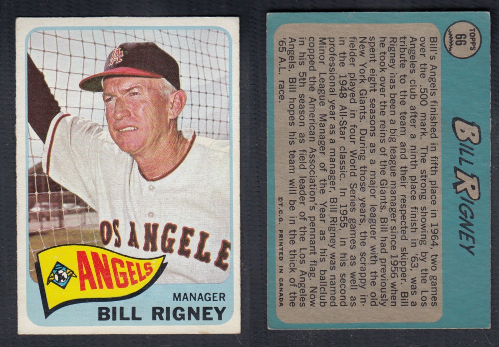 1965 O-PEE-CHEE BASEBALL CARD #66 B. RIGNEY photo 1965 O-PEE-CHEE BASEBALL CARD #66 B. RIGNEY photo
