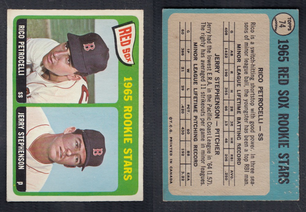 1965 O-PEE-CHEE BASEBALL CARD #74 RED SOX ROOKIE STARS photo 1965 O-PEE-CHEE BASEBALL CARD #74 RED SOX ROOKIE STARS photo