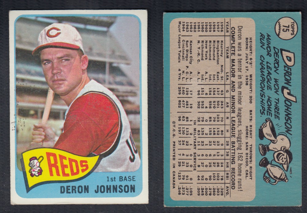 1965 O-PEE-CHEE BASEBALL CARD #75 D. JOHNSON photo 1965 O-PEE-CHEE BASEBALL CARD #75 D. JOHNSON photo