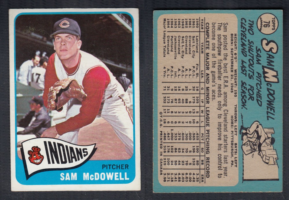 1965 O-PEE-CHEE BASEBALL CARD #76 S. MCDOWELL photo 1965 O-PEE-CHEE BASEBALL CARD #76 S. MCDOWELL photo