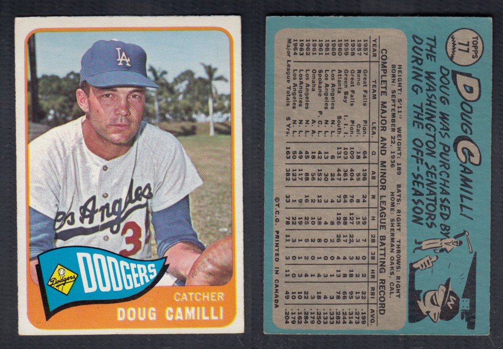 1965 O-PEE-CHEE BASEBALL CARD #77 D. CAMILLI photo 1965 O-PEE-CHEE BASEBALL CARD #77 D. CAMILLI photo