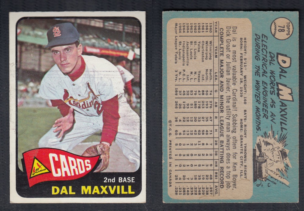 1965 O-PEE-CHEE BASEBALL CARD #78 D. MAXVILL photo 1965 O-PEE-CHEE BASEBALL CARD #78 D. MAXVILL photo