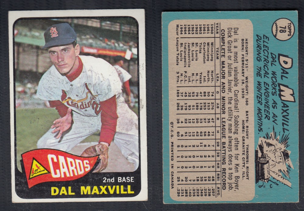 1965 O-PEE-CHEE BASEBALL CARD #78 D. MAXVILL photo 1965 O-PEE-CHEE BASEBALL CARD #78 D. MAXVILL photo
