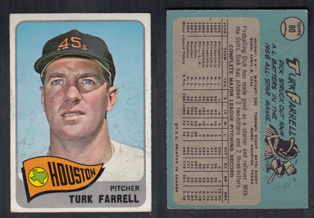 1965 O-PEE-CHEE BASEBALL CARD #80 T. FARRELL photo 1965 O-PEE-CHEE BASEBALL CARD #80 T. FARRELL photo