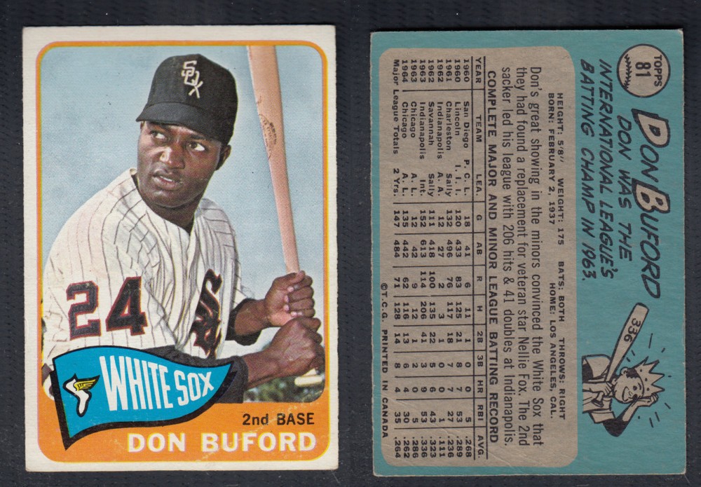 1965 O-PEE-CHEE BASEBALL CARD #81 D. BUFORD photo 1965 O-PEE-CHEE BASEBALL CARD #81 D. BUFORD photo