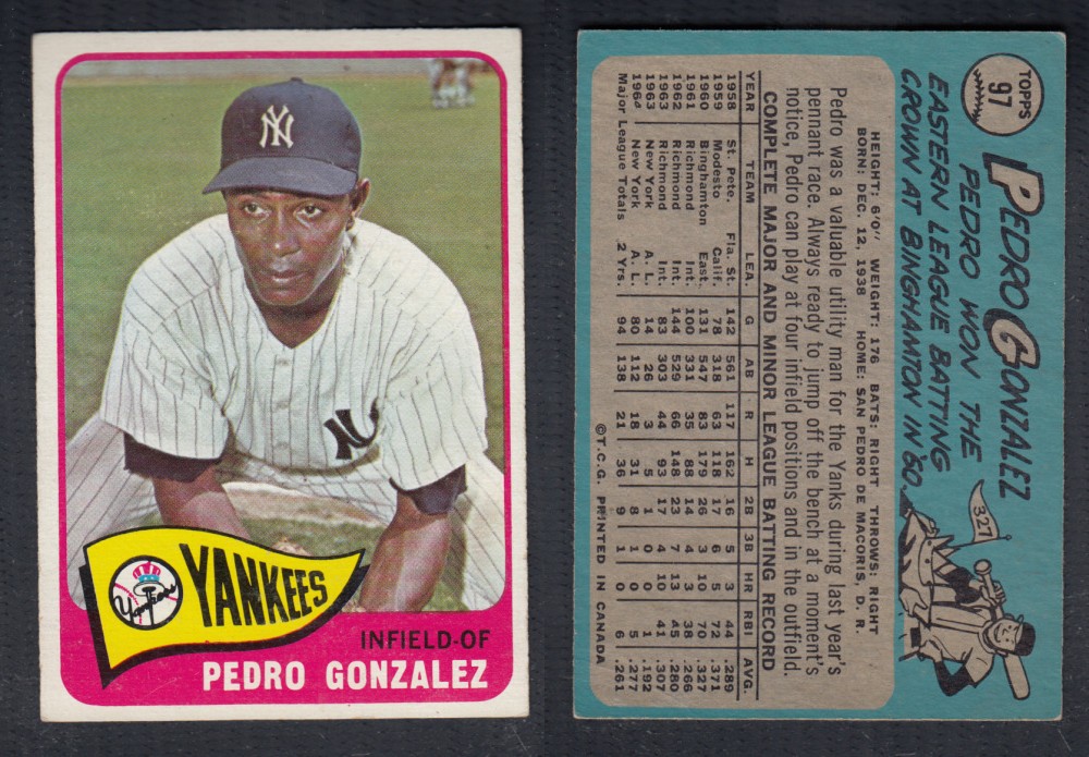 1965 O-PEE-CHEE BASEBALL CARD #97 P. GONZALEZ photo 1965 O-PEE-CHEE BASEBALL CARD #97 P. GONZALEZ photo