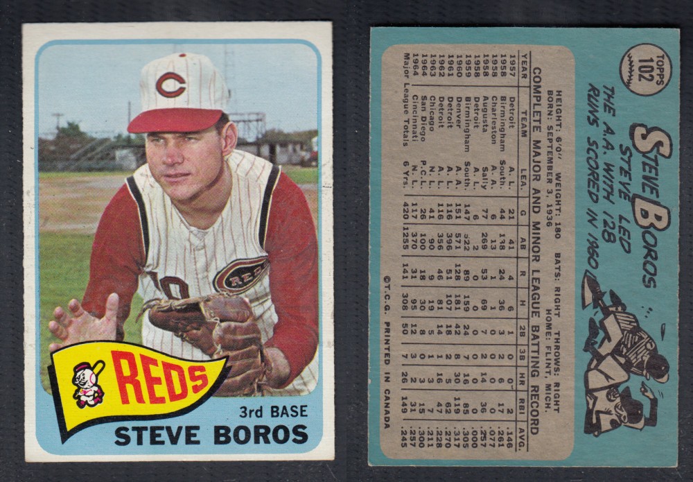 1965 O-PEE-CHEE BASEBALL CARD #101 S. BOROS photo 1965 O-PEE-CHEE BASEBALL CARD #101 S. BOROS photo