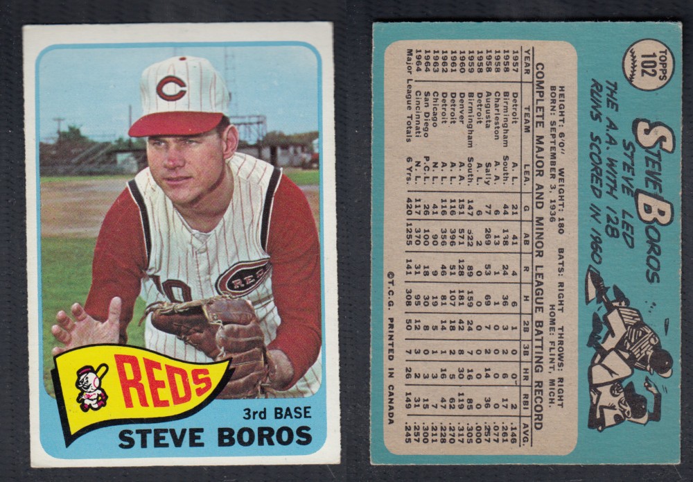 1965 O-PEE-CHEE BASEBALL CARD #101 S. BOROS photo 1965 O-PEE-CHEE BASEBALL CARD #101 S. BOROS photo