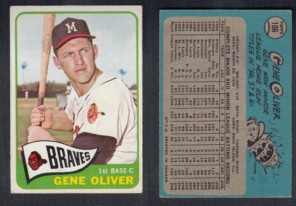 1965 O-PEE-CHEE BASEBALL CARD #106 G. OLIVER photo