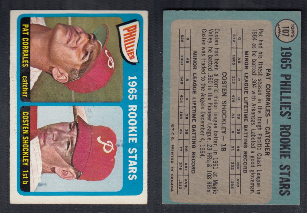 1965 O-PEE-CHEE BASEBALL CARD #107 PHILLIES ROOKIE STARS photo 1965 O-PEE-CHEE BASEBALL CARD #107 PHILLIES ROOKIE STARS photo