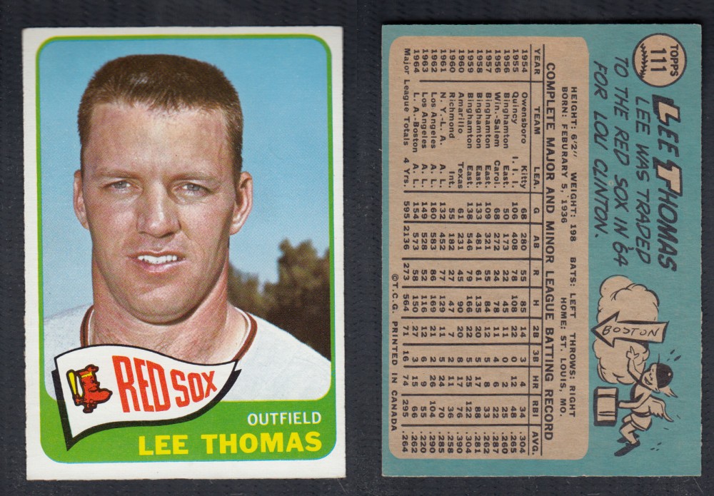 1965 O-PEE-CHEE BASEBALL CARD #111 L. THOMAS photo 1965 O-PEE-CHEE BASEBALL CARD #111 L. THOMAS photo