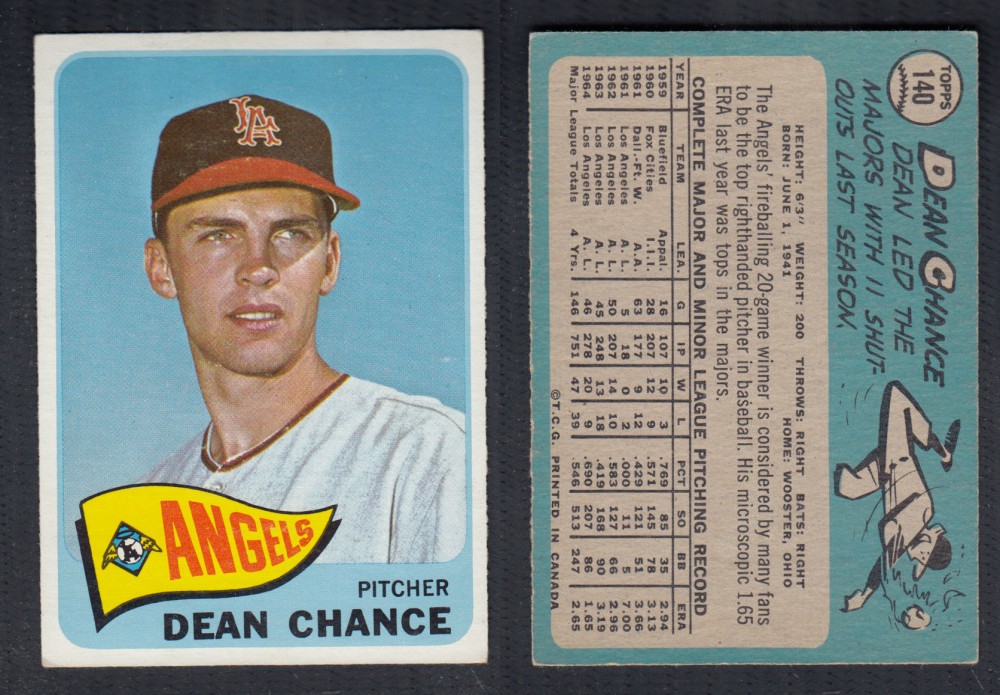 1965 O-PEE-CHEE BASEBALL CARD #140 D. CHANCE photo 1965 O-PEE-CHEE BASEBALL CARD #140 D. CHANCE photo