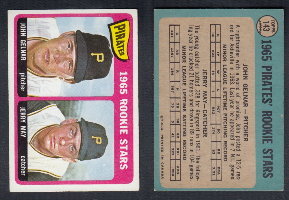 1965 O-PEE-CHEE BASEBALL CARD #143 PIRATES ROOKIE STARS photo 1965 O-PEE-CHEE BASEBALL CARD #143 PIRATES ROOKIE STARS photo