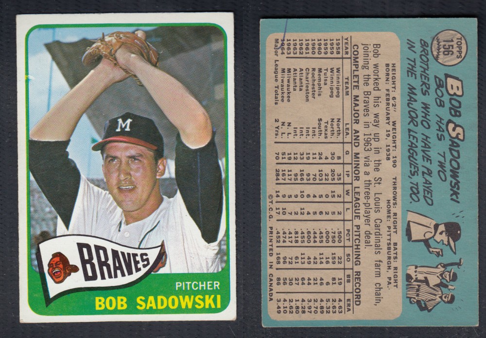 1965 O-PEE-CHEE BASEBALL CARD #156 B. SADOWSKI photo 1965 O-PEE-CHEE BASEBALL CARD #156 B. SADOWSKI photo