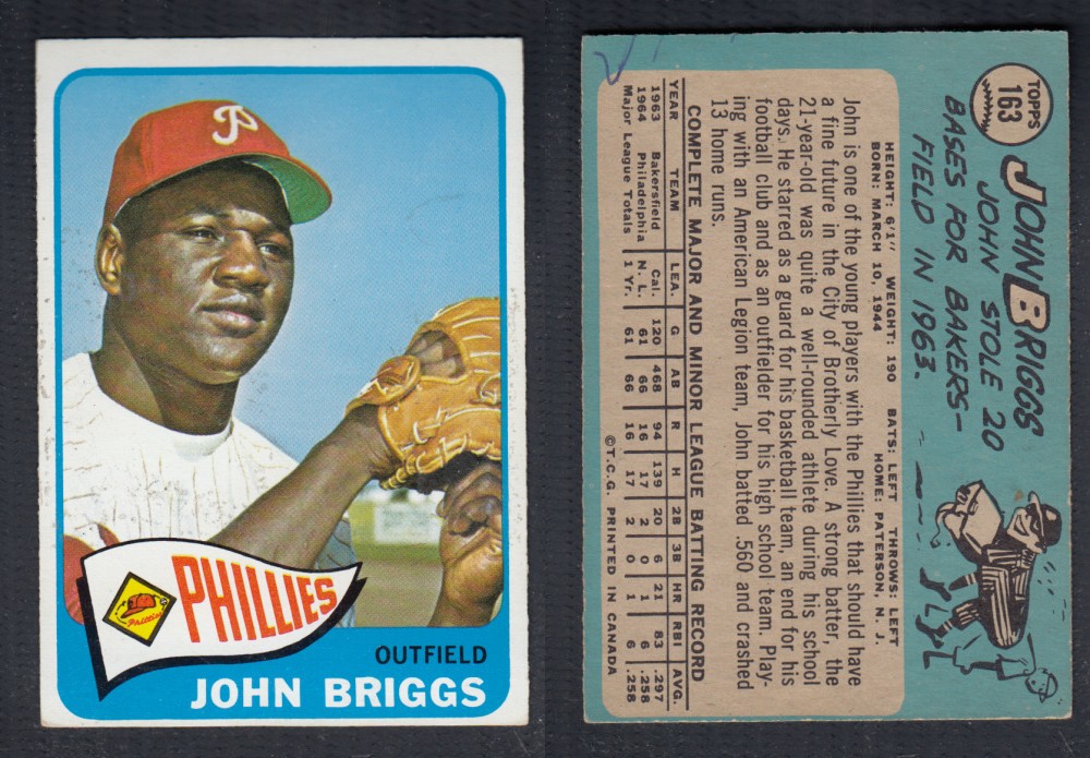 1965 O-PEE-CHEE BASEBALL CARD #163 J. BRIGGS photo 1965 O-PEE-CHEE BASEBALL CARD #163 J. BRIGGS photo