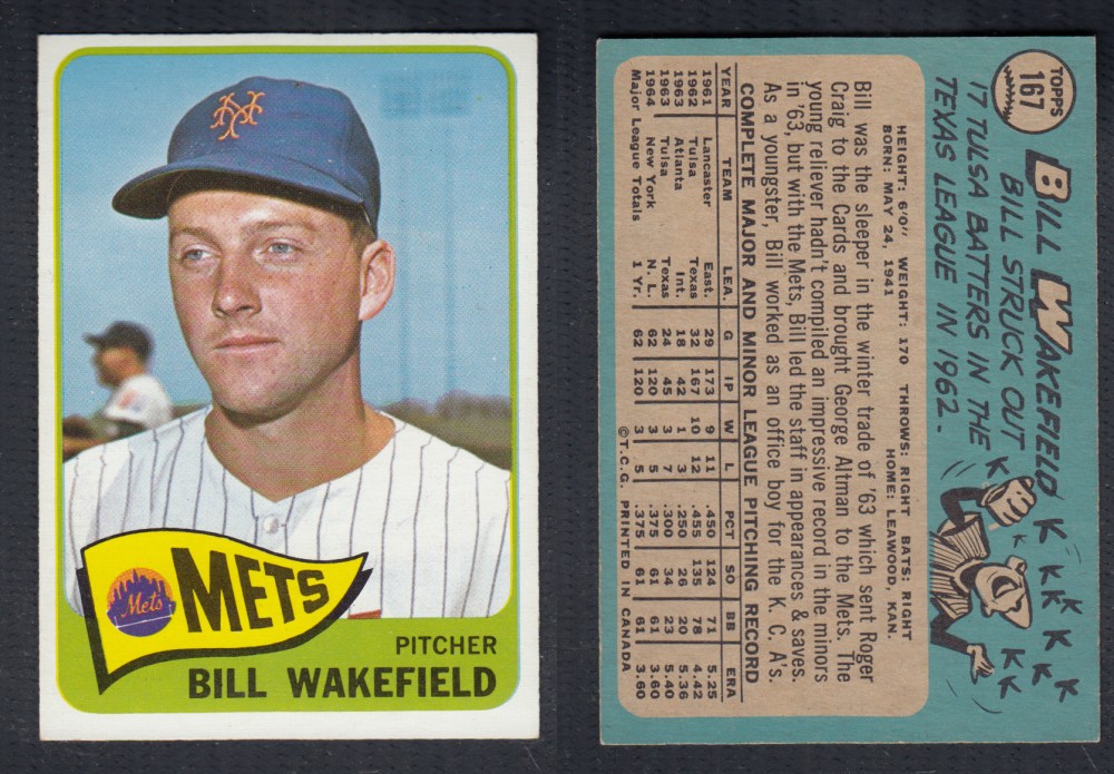 1965 O-PEE-CHEE BASEBALL CARD #167 B. WAKEFIELD photo 1965 O-PEE-CHEE BASEBALL CARD #167 B. WAKEFIELD photo