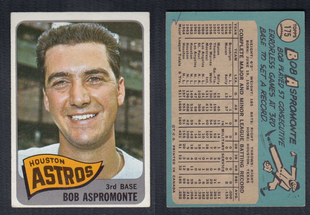 1965 O-PEE-CHEE BASEBALL CARD #175 B. ASPROMONTE photo 1965 O-PEE-CHEE BASEBALL CARD #175 B. ASPROMONTE photo