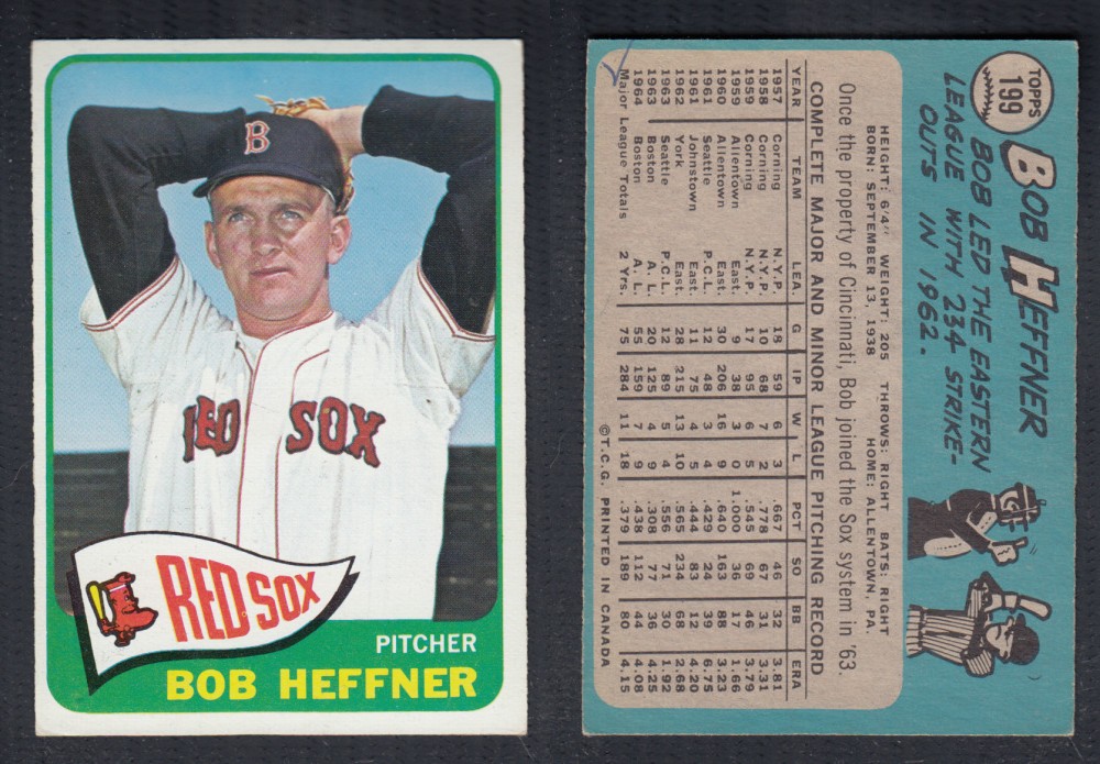 1965 O-PEE-CHEE BASEBALL CARD #199 B. HEFFNER photo 1965 O-PEE-CHEE BASEBALL CARD #199 B. HEFFNER photo