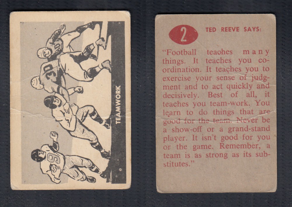 1952 CFL PARKHURST FOOTBALL CARD #2 TEAMWORK photo 1952 CFL PARKHURST FOOTBALL CARD #2 TEAMWORK photo