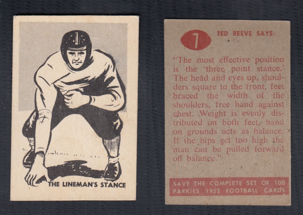 1952 CFL PARKHURST FOOTBALL CARD #7 THE LINEMAN'S STANCE photo 1952 CFL PARKHURST FOOTBALL CARD #7 THE LINEMAN'S STANCE photo