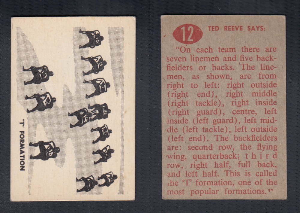 1952 CFL PARKHURST FOOTBALL CARD #12 T FORMATION photo