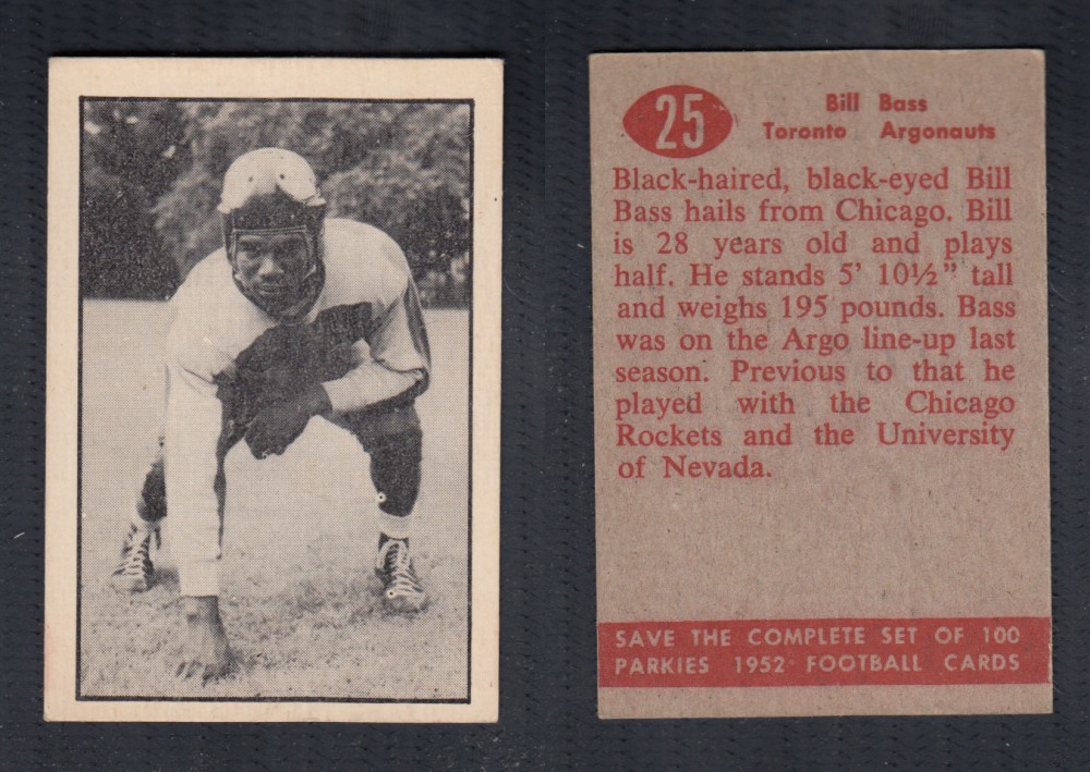 1952 CFL PARKHURST FOOTBALL CARD #25 B. BASS photo 1952 CFL PARKHURST FOOTBALL CARD #25 B. BASS photo