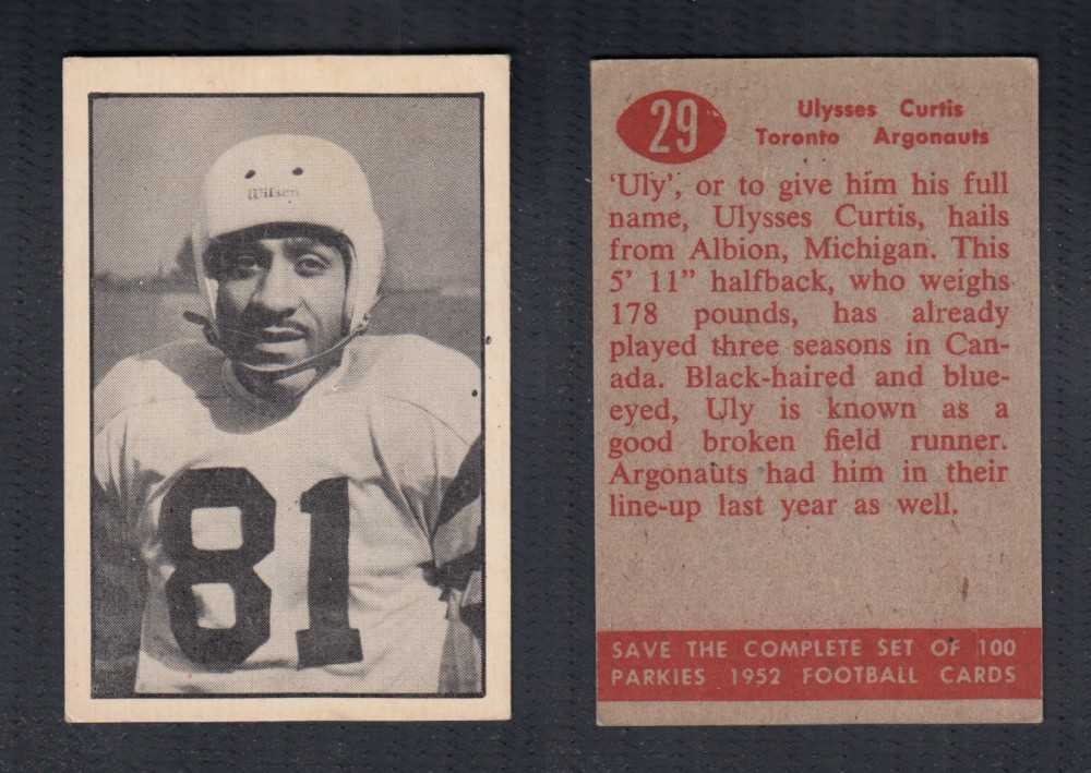 1952 CFL PARKHURST FOOTBALL CARD #29 U. CURTIS photo 1952 CFL PARKHURST FOOTBALL CARD #29 U. CURTIS photo