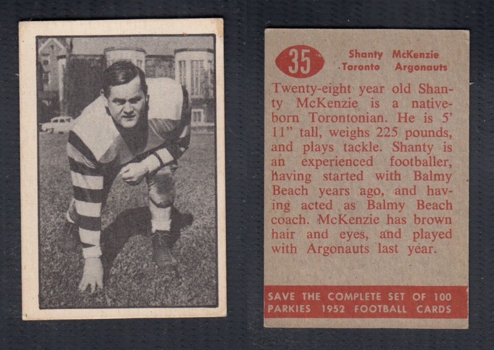 1952 CFL PARKHURST FOOTBALL CARD #35 S. MCKENZIE photo 1952 CFL PARKHURST FOOTBALL CARD #35 S. MCKENZIE photo