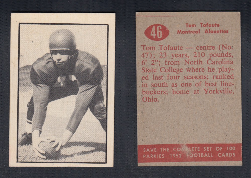 1952 CFL PARKHURST FOOTBALL CARD #46 T. TOFAUTE photo