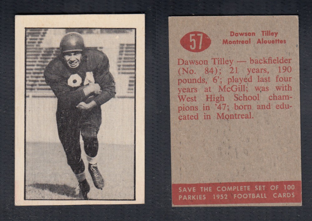 1952 CFL PARKHURST FOOTBALL CARD #57 D. TILLEY photo