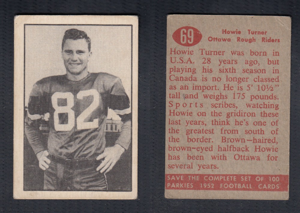1952 CFL PARKHURST FOOTBALL CARD #69 H. TURNER photo 1952 CFL PARKHURST FOOTBALL CARD #69 H. TURNER photo