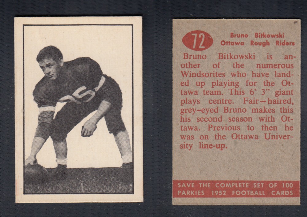 1952 CFL PARKHURST FOOTBALL CARD #72 B. BITKOWSKI photo 1952 CFL PARKHURST FOOTBALL CARD #72 B. BITKOWSKI photo