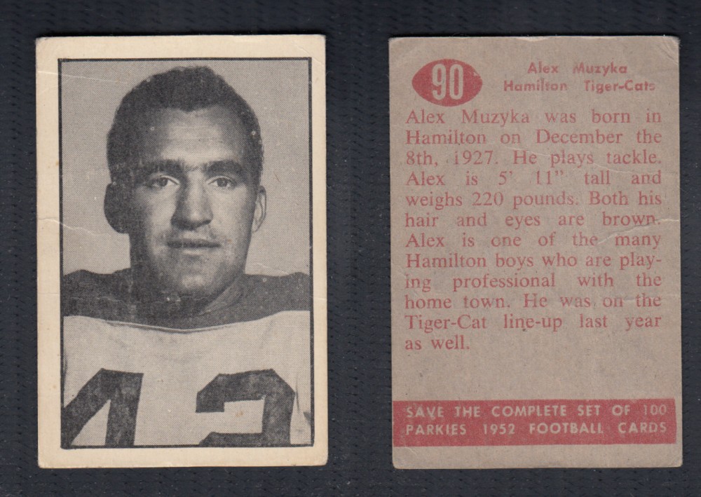 1952 CFL PARKHURST FOOTBALL CARD #90 A. MUZYKA photo 1952 CFL PARKHURST FOOTBALL CARD #90 A. MUZYKA photo