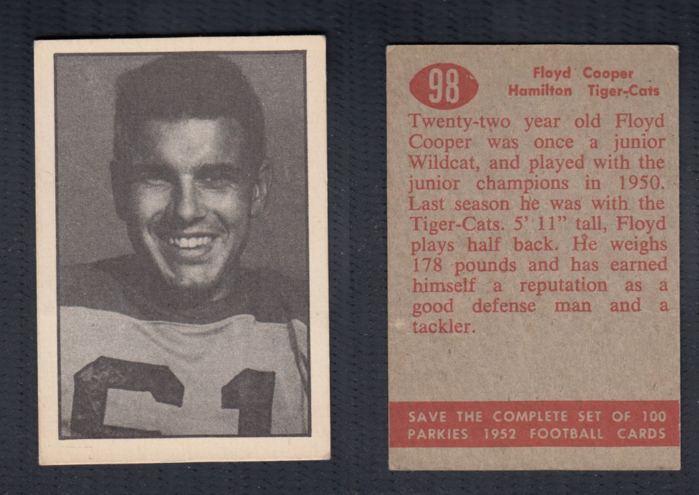 1952 CFL PARKHURST FOOTBALL CARD #98 F. COOPER photo 1952 CFL PARKHURST FOOTBALL CARD #98 F. COOPER photo