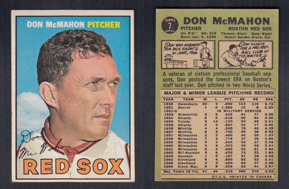 1967 O-PEE-CHEE BASEBALL CARD #7 D. MCMAHON photo