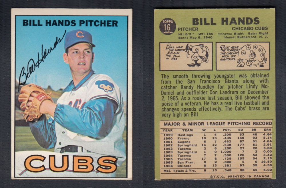 1967 O-PEE-CHEE BASEBALL CARD #16 B. HANDS photo 1967 O-PEE-CHEE BASEBALL CARD #16 B. HANDS photo