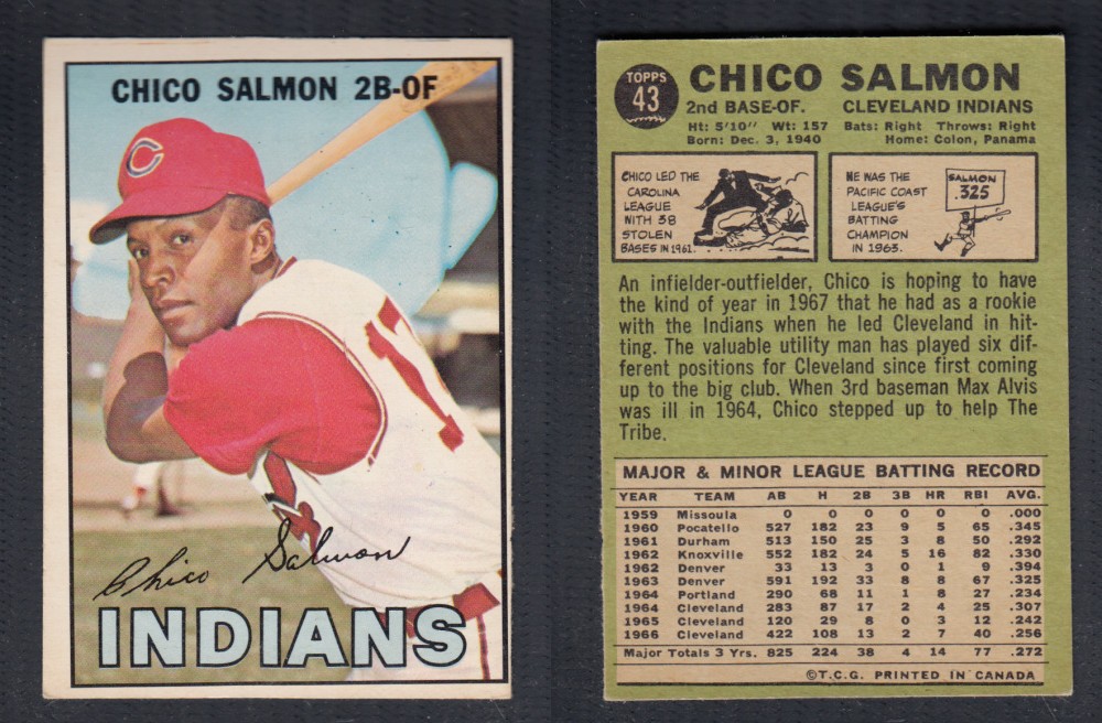 1967 O-PEE-CHEE BASEBALL CARD #43 C. SALMON photo