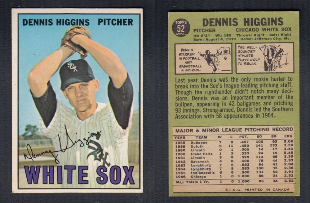 1967 O-PEE-CHEE BASEBALL CARD #52 D. HIGGINS photo 1967 O-PEE-CHEE BASEBALL CARD #52 D. HIGGINS photo