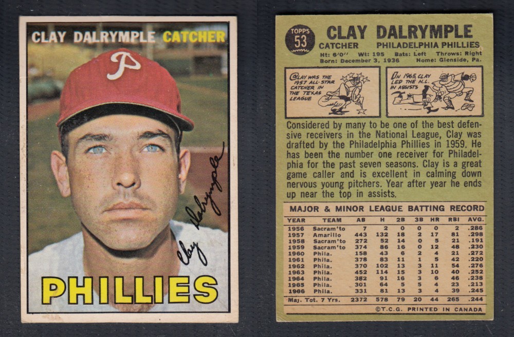 1967 O-PEE-CHEE BASEBALL CARD #53 C. DALRYMPLE photo 1967 O-PEE-CHEE BASEBALL CARD #53 C. DALRYMPLE photo