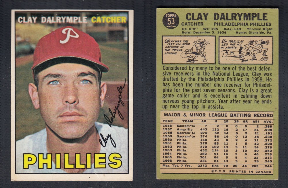 1967 O-PEE-CHEE BASEBALL CARD #53 C. DALRYMPLE photo