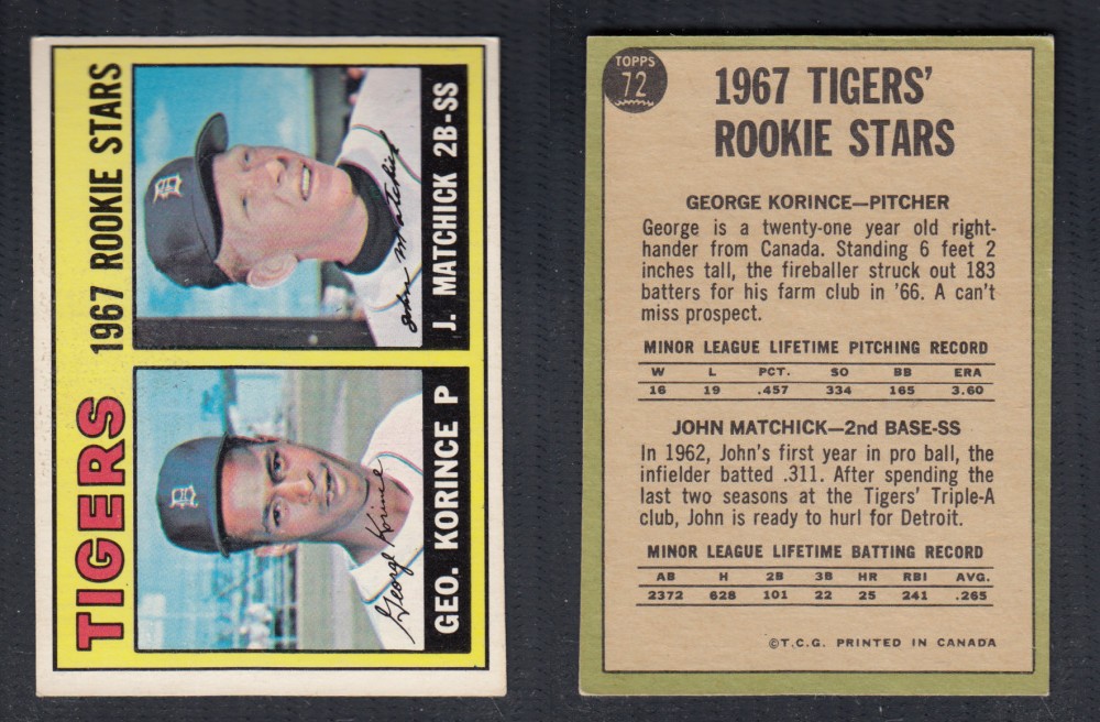 1967 O-PEE-CHEE BASEBALL CARD #72 TIGERS ROOKIE STARS photo 1967 O-PEE-CHEE BASEBALL CARD #72 TIGERS ROOKIE STARS photo