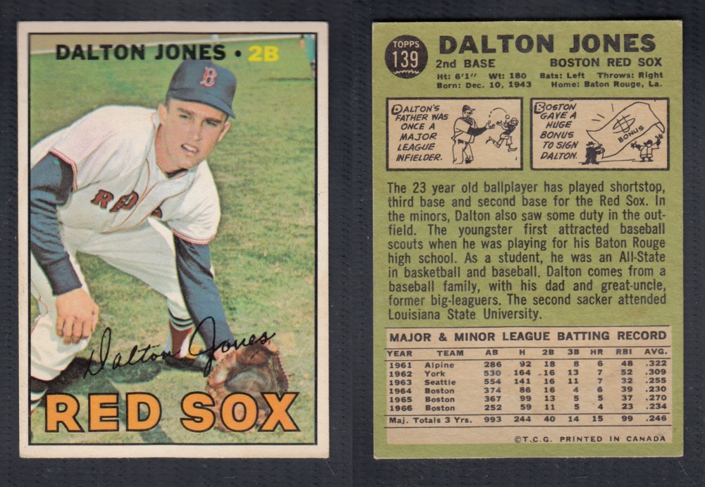 1967 O-PEE-CHEE BASEBALL CARD #139 D. JONES photo 1967 O-PEE-CHEE BASEBALL CARD #139 D. JONES photo