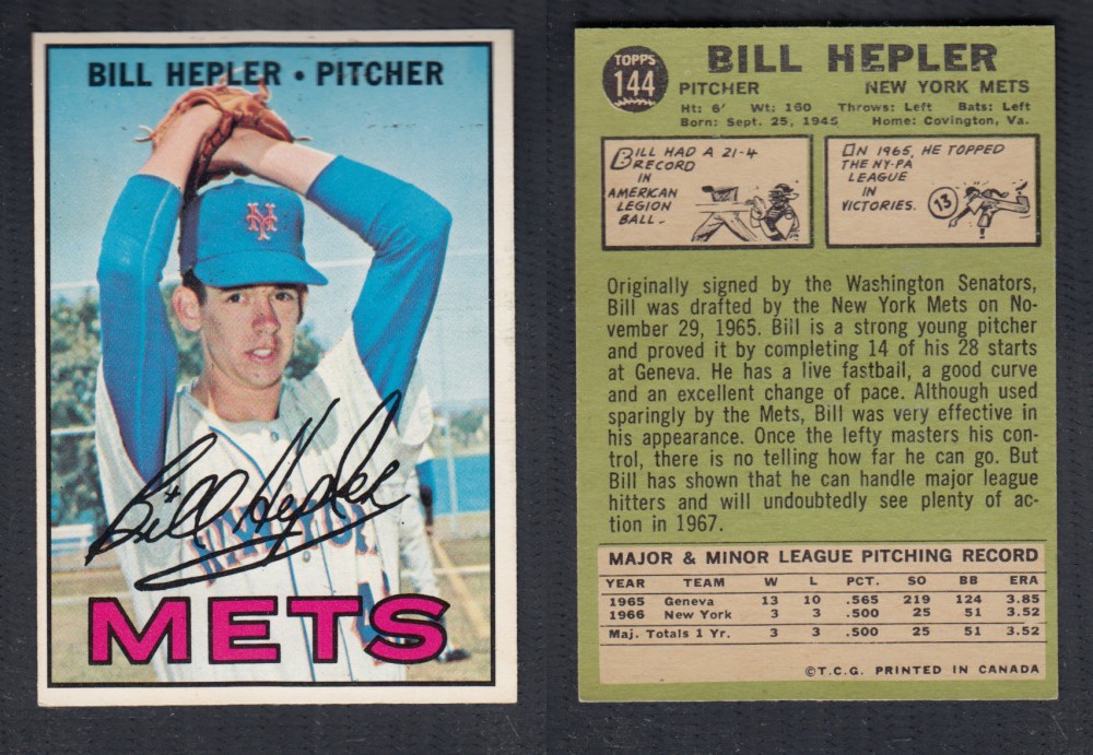 1967 O-PEE-CHEE BASEBALL CARD #144 B. HEPLER photo 1967 O-PEE-CHEE BASEBALL CARD #144 B. HEPLER photo