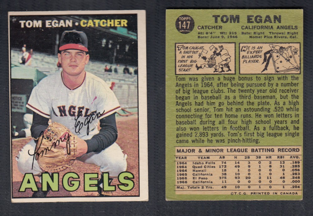1967 O-PEE-CHEE BASEBALL CARD #147 T. EGAN photo 1967 O-PEE-CHEE BASEBALL CARD #147 T. EGAN photo