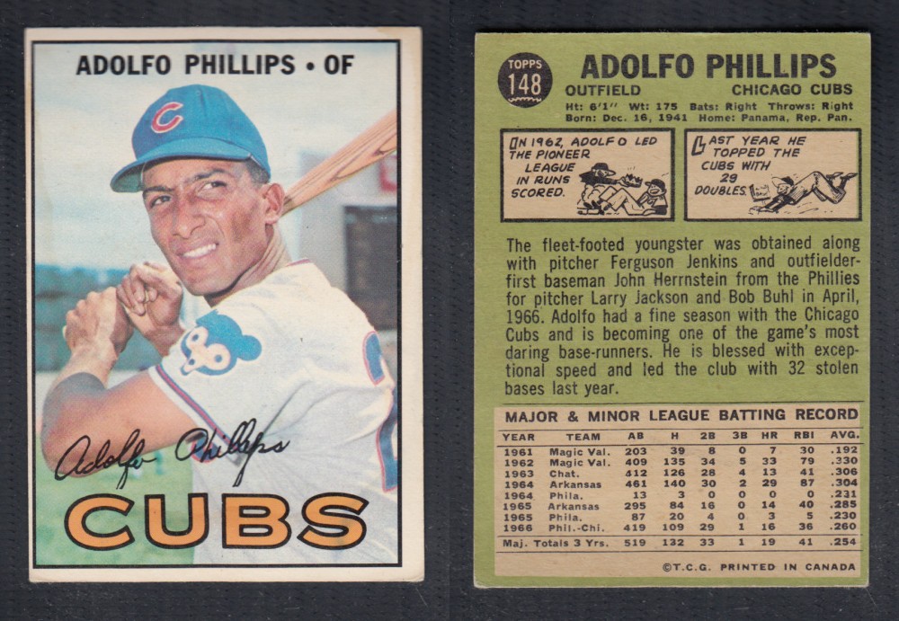 1967 O-PEE-CHEE BASEBALL CARD #148 A. PHILLIPS photo